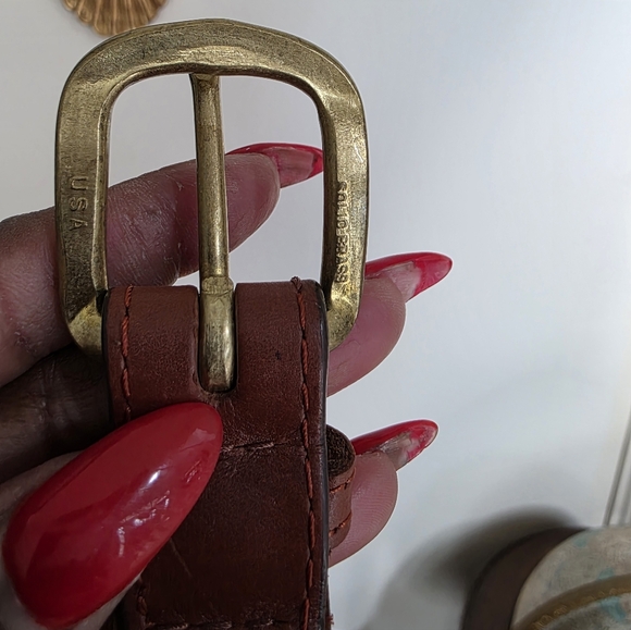 Smathers & Branson hand-stitched needlepoint belt Leather Brass - Picture 7 of 9